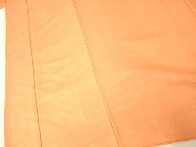 平和屋着物■上質な色無地　流水地紋　蜜柑色　正絹　逸品　AABI5976fw