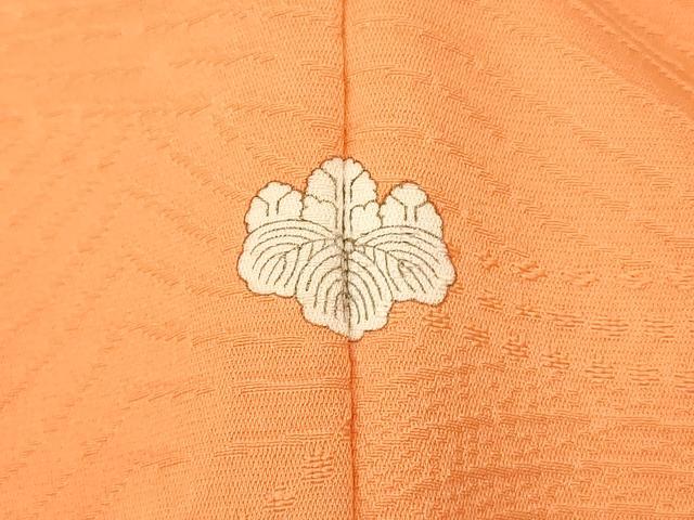 平和屋着物■上質な色無地　流水地紋　蜜柑色　正絹　逸品　AABI5976fw
