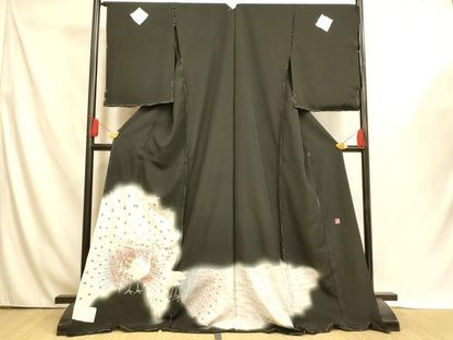 平和屋着物■中国三大刺繍　相良刺繍　黒留袖　作家物　孔雀文　暈し染め　金銀彩　仮絵羽　正絹　逸品　未使用　AABI5978fw