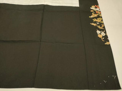 平和屋着物■豪華黒留袖　駒刺繍　花鳥貝桶文　金彩　正絹　逸品　未使用　AABI5979fw