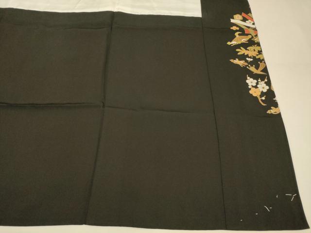 平和屋着物■豪華黒留袖　駒刺繍　花鳥貝桶文　金彩　正絹　逸品　未使用　AABI5979fw