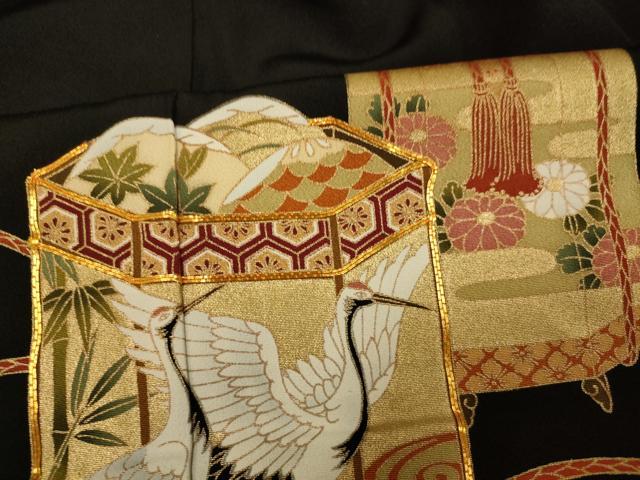平和屋着物■豪華黒留袖　駒刺繍　花鳥貝桶文　金彩　正絹　逸品　未使用　AABI5979fw
