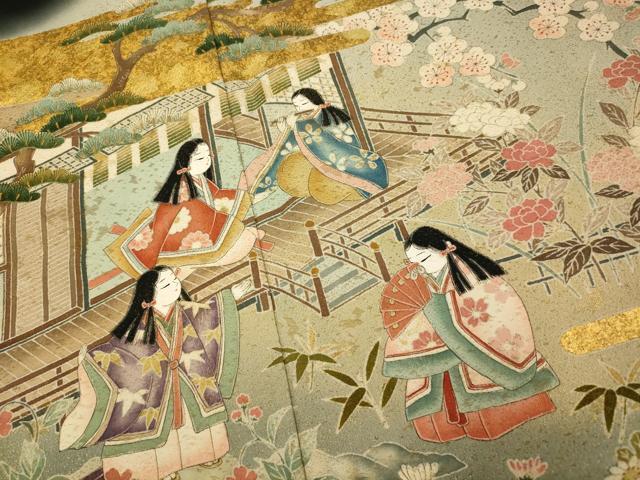 平和屋着物■豪華黒留袖　友禅　作家物　手描き　童子松竹梅文　暈し染め　金彩　金通し地　正絹　逸品　AABI5981fw