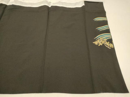 平和屋着物■豪華黒留袖　駒刺繍　松竹梅飛鶴文　金彩　正絹　逸品　AABI5984fw