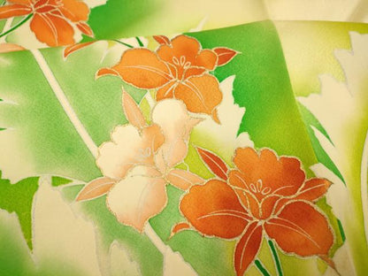 平和屋着物■訪問着　草花文　暈し染め　金彩　正絹　逸品　AABI5986fw