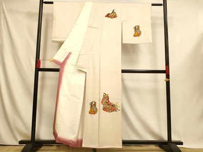 平和屋着物■訪問着　手描き　女人文　金彩　正絹　逸品　AABI5987fｗ