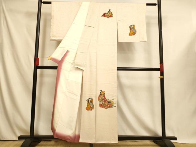 平和屋着物■訪問着　手描き　女人文　金彩　正絹　逸品　AABI5987fｗ