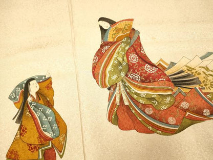 平和屋着物■訪問着　手描き　女人文　金彩　正絹　逸品　AABI5987fｗ