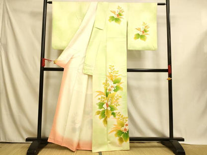 平和屋着物■訪問着　草花文　暈し染め　金彩　正絹　逸品　AABI5988fw