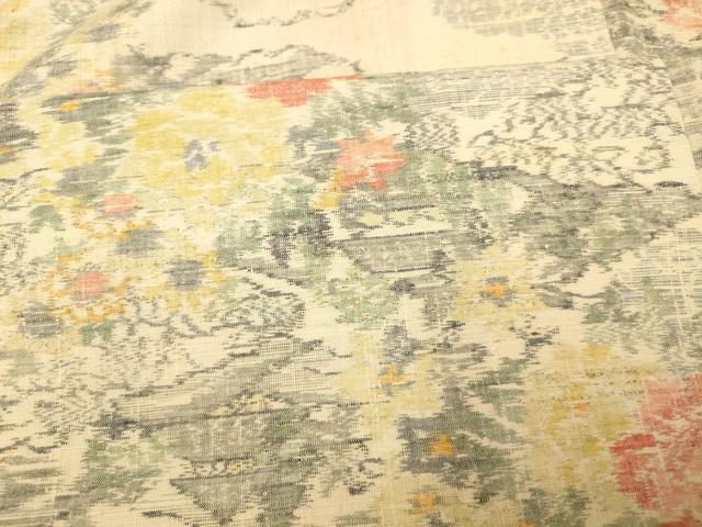 平和屋着物■小千谷紬　雲取風景文　正絹　逸品　AABI5989fw