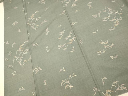 平和屋着物■上質な小紋　紬地　草花文　正絹　逸品　AABI5991fw