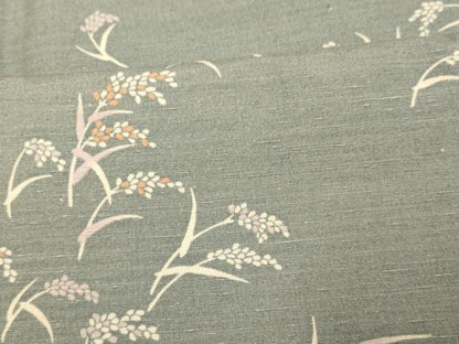 平和屋着物■上質な小紋　紬地　草花文　正絹　逸品　AABI5991fw