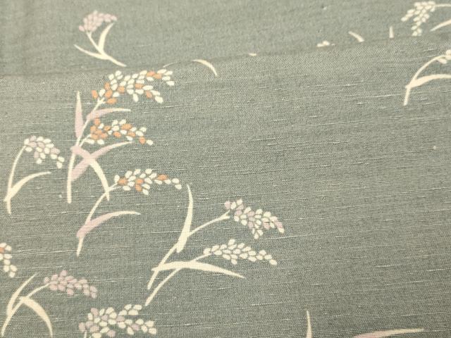 平和屋着物■上質な小紋　紬地　草花文　正絹　逸品　AABI5991fw