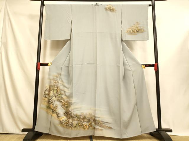 平和屋着物■訪問着　手描き　風景文　暈し染め　金銀彩　正絹　逸品　AABI5992fw