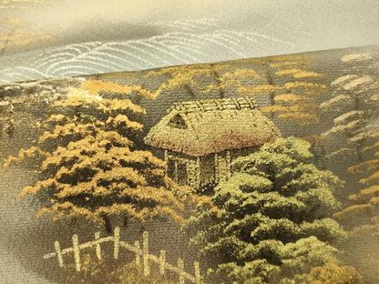 平和屋着物■訪問着　手描き　風景文　暈し染め　金銀彩　正絹　逸品　AABI5992fw