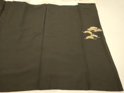 平和屋着物■豪華黒留袖　刺繍　風景文　金銀糸　正絹　逸品　AABI5997fw