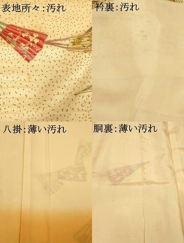 平和屋着物■上質な小紋　手描き　枝花扇子文　正絹　逸品　AABI6000fw