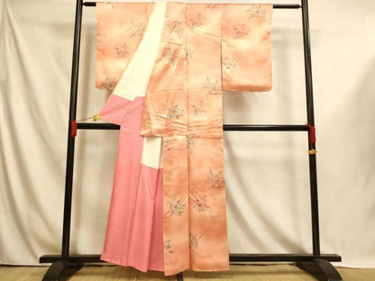 平和屋着物■上質な小紋　草花扇文　暈し染め　正絹　逸品　AABI6001fw