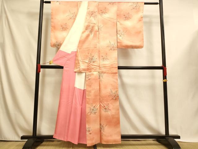 平和屋着物■上質な小紋　草花扇文　暈し染め　正絹　逸品　AABI6001fw