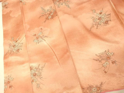 平和屋着物■上質な小紋　草花扇文　暈し染め　正絹　逸品　AABI6001fw