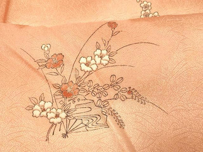 平和屋着物■上質な小紋　草花扇文　暈し染め　正絹　逸品　AABI6001fw