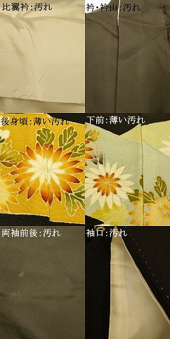 平和屋着物■豪華黒留袖　友禅　駒刺繍　草花芝文　正絹　逸品　AABI6003fw