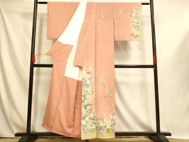 平和屋着物■訪問着　友禅　作家物　草花文　暈し染め　正絹　逸品　AABI6005fw