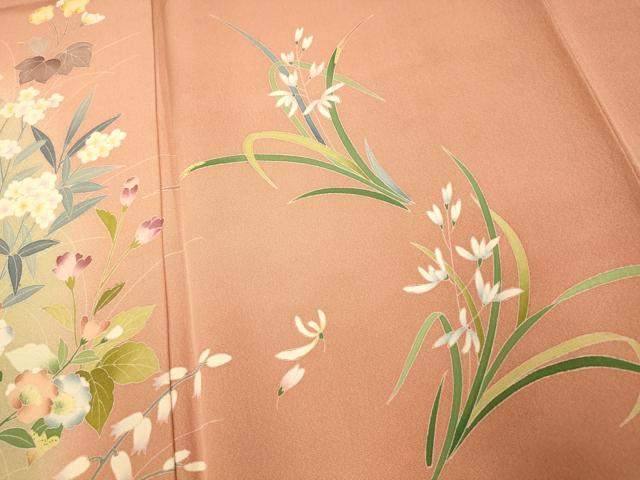 平和屋着物■訪問着　友禅　作家物　草花文　暈し染め　正絹　逸品　AABI6005fw