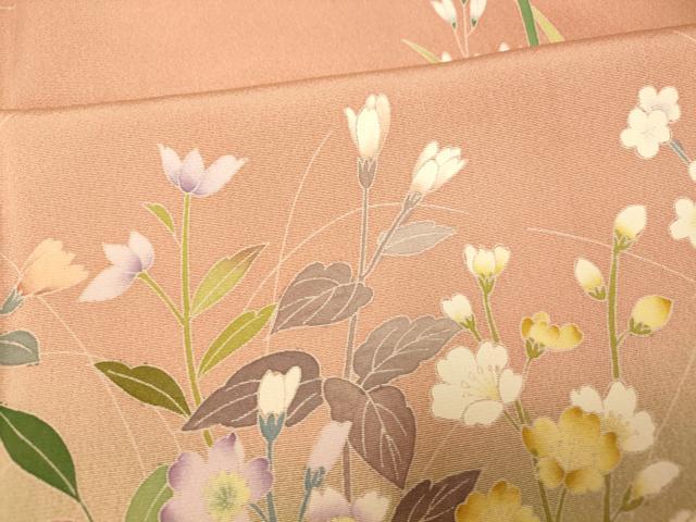 平和屋着物■訪問着　友禅　作家物　草花文　暈し染め　正絹　逸品　AABI6005fw