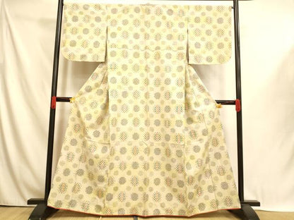 平和屋着物■上質な紬　格子丸文　正絹　逸品　AABI6006fw