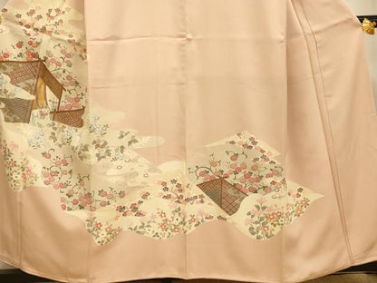 平和屋着物■訪問着　友禅　草花文　梅　金彩　正絹　逸品　AABI6007fw