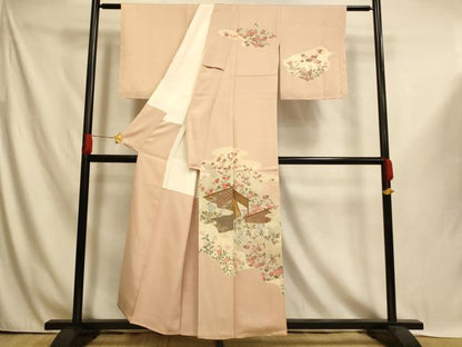 平和屋着物■訪問着　友禅　草花文　梅　金彩　正絹　逸品　AABI6007fw