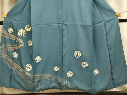 平和屋着物■訪問着　駒刺繍　葡萄の蔓丸文　金彩　正絹　逸品　AABI6008fw