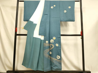 平和屋着物■訪問着　駒刺繍　葡萄の蔓丸文　金彩　正絹　逸品　AABI6008fw