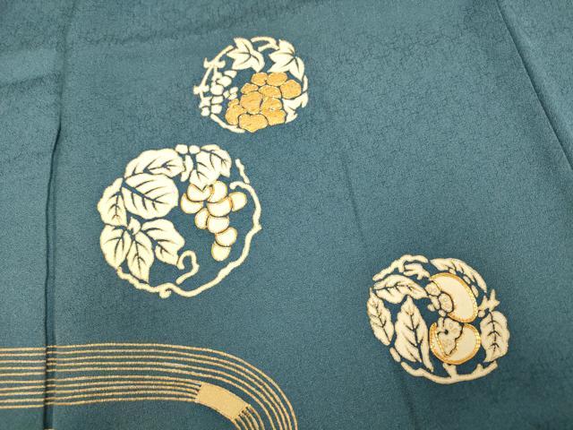 平和屋着物■訪問着　駒刺繍　葡萄の蔓丸文　金彩　正絹　逸品　AABI6008fw