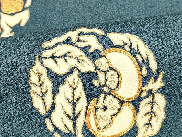 平和屋着物■訪問着　駒刺繍　葡萄の蔓丸文　金彩　正絹　逸品　AABI6008fw