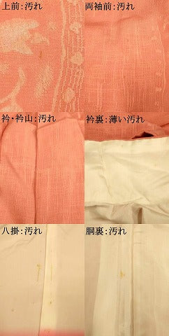 平和屋着物■お召　草花文　薄紅色　正絹　逸品　未使用　AABI6009fw