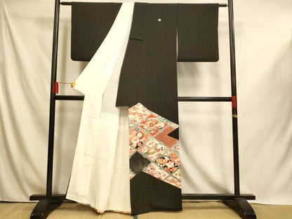 平和屋着物■豪華黒留袖　駒刺繍　天井松竹梅文　金銀彩　銀糸　正絹　逸品　AABI6012fw