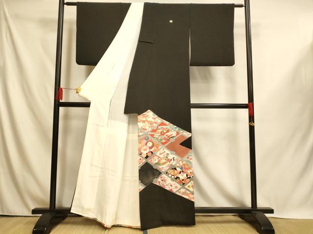 平和屋着物■豪華黒留袖　駒刺繍　天井松竹梅文　金銀彩　銀糸　正絹　逸品　AABI6012fw