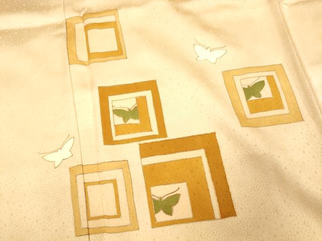平和屋着物■訪問着　駒刺繍　舞蝶格子文　金彩　正絹　逸品　AABI6014fw