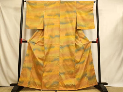 平和屋着物■上質な紬　霞文　暈し染め　正絹　逸品　未使用　AABI6015fw