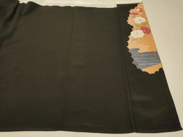 平和屋着物■豪華黒留袖 刺繍 枝花鴛鴦文 松 梅 金糸 金彩 正絹 逸品 AABI6022fw