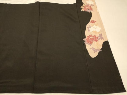平和屋着物■豪華黒留袖 駒刺繍 御所車枝花文 金彩 正絹 逸品 AABI6026fw