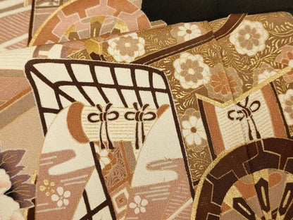 平和屋着物■豪華黒留袖 駒刺繍 御所車枝花文 金彩 正絹 逸品 AABI6026fw