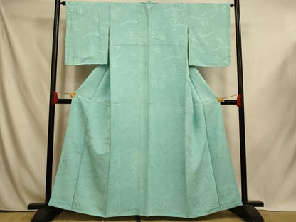 平和屋着物■上質な色無地　松竹梅立波地紋　瓶覗色　正絹　逸品　AABI6030fw