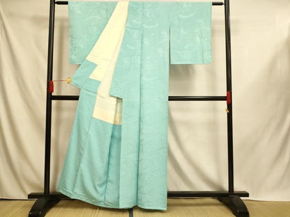 平和屋着物■上質な色無地　松竹梅立波地紋　瓶覗色　正絹　逸品　AABI6030fw