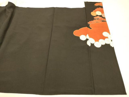 平和屋着物■豪華黒留袖 駒刺繍 雲取り松花文 金彩 正絹 逸品 AABI6031fw