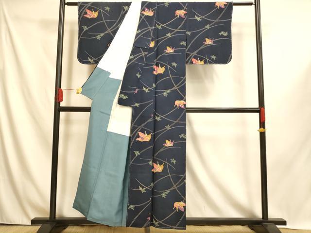 平和屋着物■上質な小紋 花蝶文 正絹 逸品 未使用 AABI6033fw