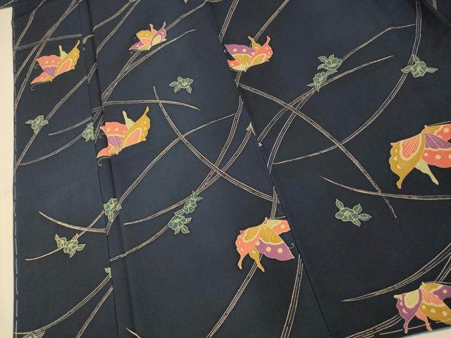 平和屋着物■上質な小紋 花蝶文 正絹 逸品 未使用 AABI6033fw