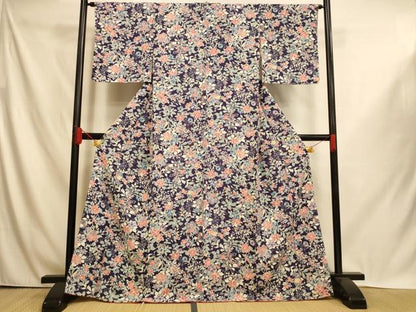 平和屋着物■上質な小紋　枝花文　正絹　逸品　未使用　AABI6034fw